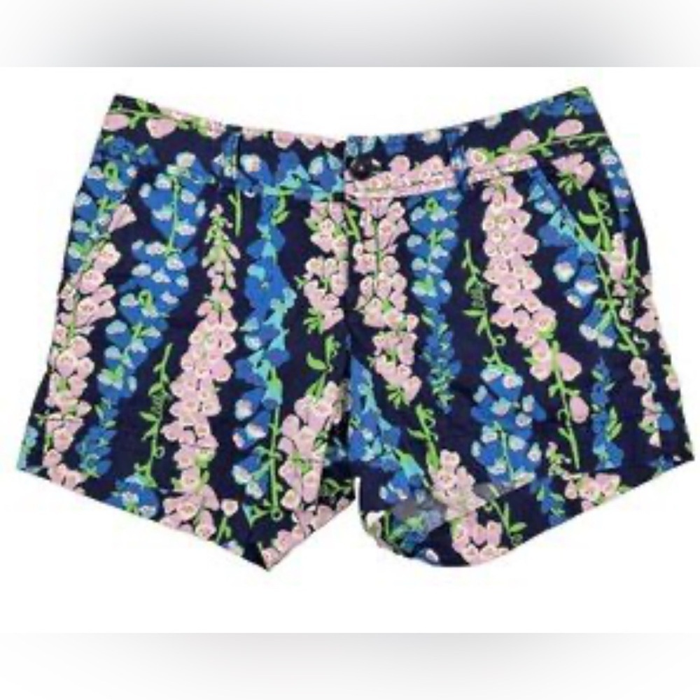 Lilly Pulitzer Navy Floral High Waist Shorts size 6 - Picture 4 of 7